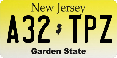 NJ license plate A32TPZ