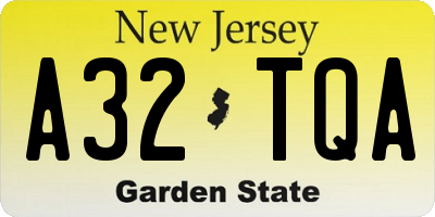 NJ license plate A32TQA