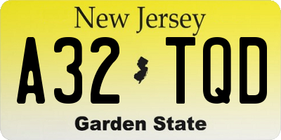 NJ license plate A32TQD