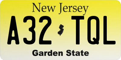 NJ license plate A32TQL