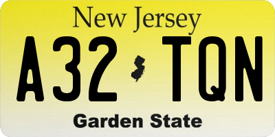 NJ license plate A32TQN