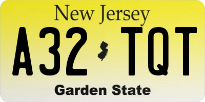 NJ license plate A32TQT
