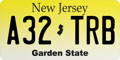 NJ license plate A32TRB