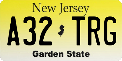 NJ license plate A32TRG