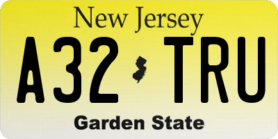 NJ license plate A32TRU