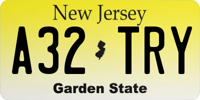 NJ license plate A32TRY