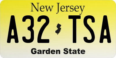 NJ license plate A32TSA