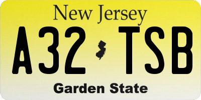 NJ license plate A32TSB