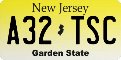 NJ license plate A32TSC