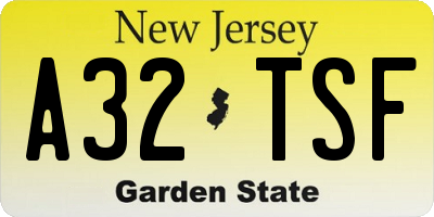 NJ license plate A32TSF