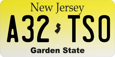 NJ license plate A32TSO