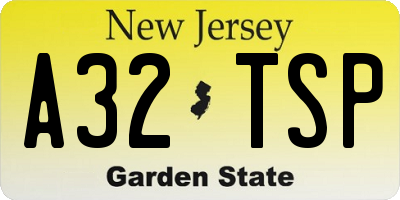 NJ license plate A32TSP