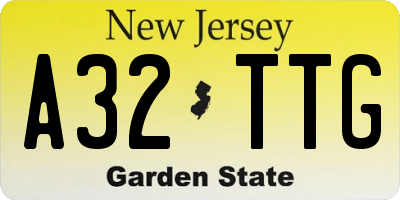 NJ license plate A32TTG