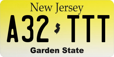 NJ license plate A32TTT