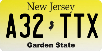 NJ license plate A32TTX