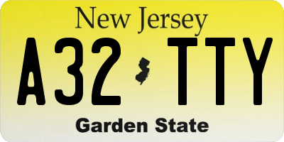 NJ license plate A32TTY