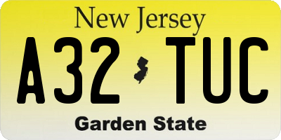 NJ license plate A32TUC