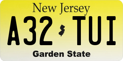 NJ license plate A32TUI