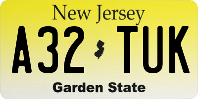 NJ license plate A32TUK