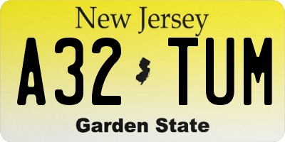 NJ license plate A32TUM