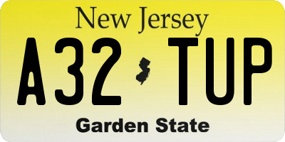 NJ license plate A32TUP