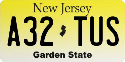 NJ license plate A32TUS