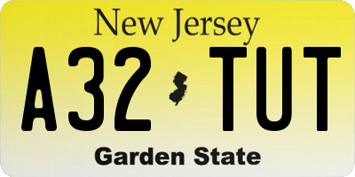 NJ license plate A32TUT