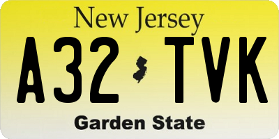 NJ license plate A32TVK