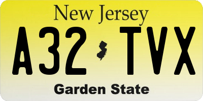 NJ license plate A32TVX