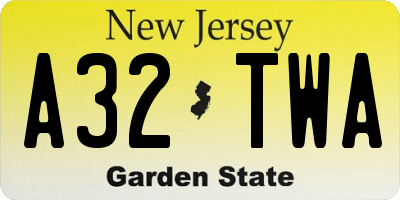 NJ license plate A32TWA