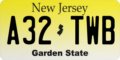 NJ license plate A32TWB