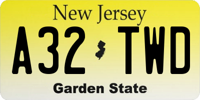NJ license plate A32TWD