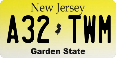 NJ license plate A32TWM
