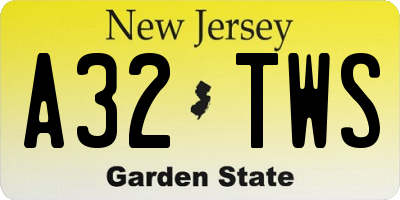 NJ license plate A32TWS