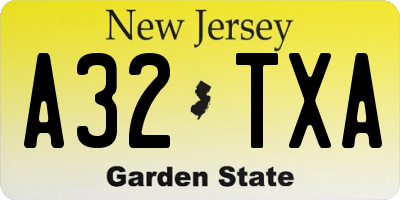 NJ license plate A32TXA