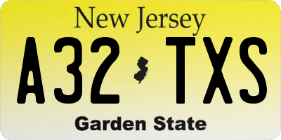 NJ license plate A32TXS