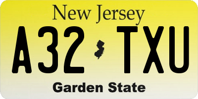 NJ license plate A32TXU