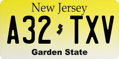 NJ license plate A32TXV