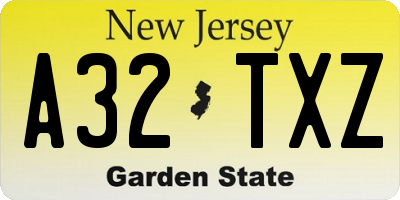 NJ license plate A32TXZ