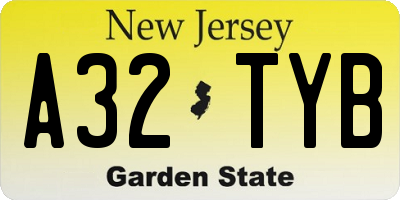 NJ license plate A32TYB