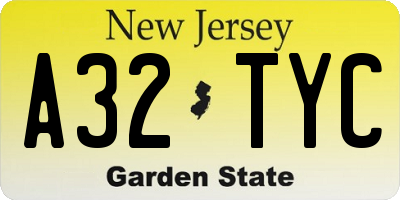 NJ license plate A32TYC