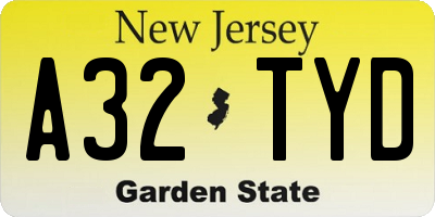 NJ license plate A32TYD
