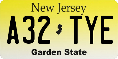 NJ license plate A32TYE