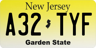 NJ license plate A32TYF