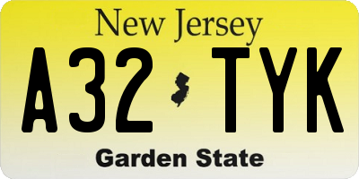 NJ license plate A32TYK