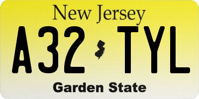 NJ license plate A32TYL