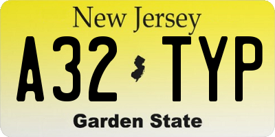 NJ license plate A32TYP