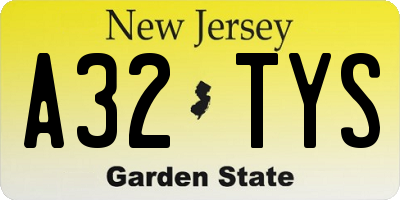 NJ license plate A32TYS