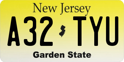 NJ license plate A32TYU
