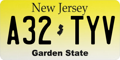 NJ license plate A32TYV
